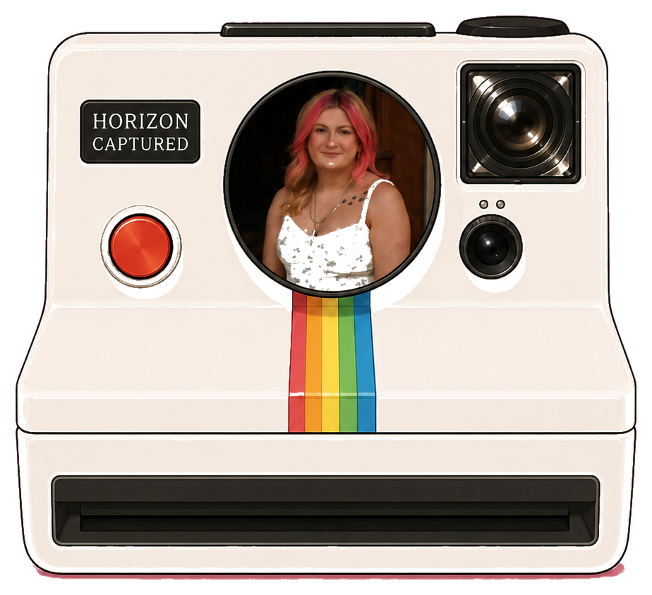 Horizon Captured camera with photographer portrait in the lens